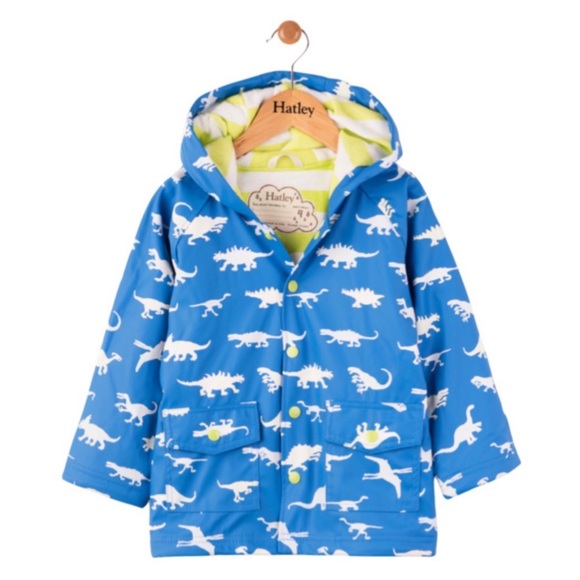 Hatley Other - HATLEY • Color Changing Dinosaur Ménagerie Raincoat Hooded Jacket